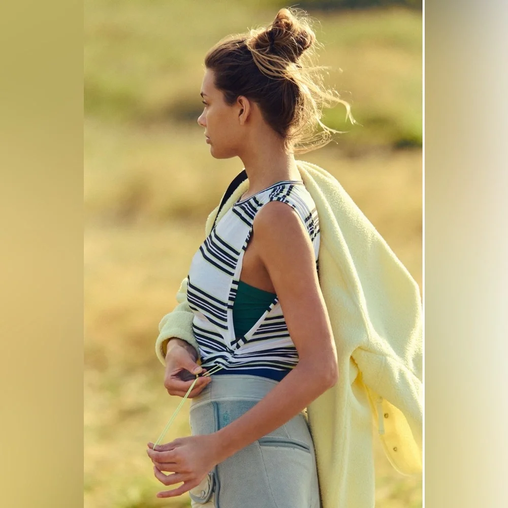 FP MOVEMENT by FREE PEOPLE Tempo Sport Mode Printed Muscle Tee TOP - Picture 4 of 6